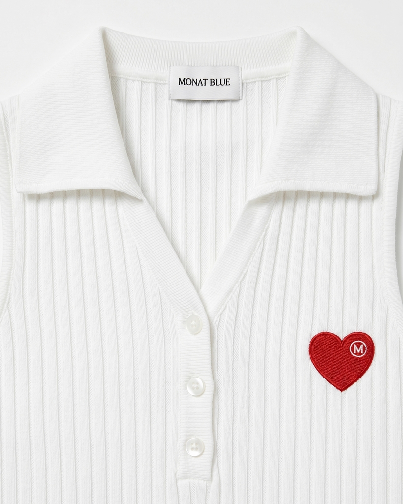 Áo thun Heart-Embroidered Polo Tanktop