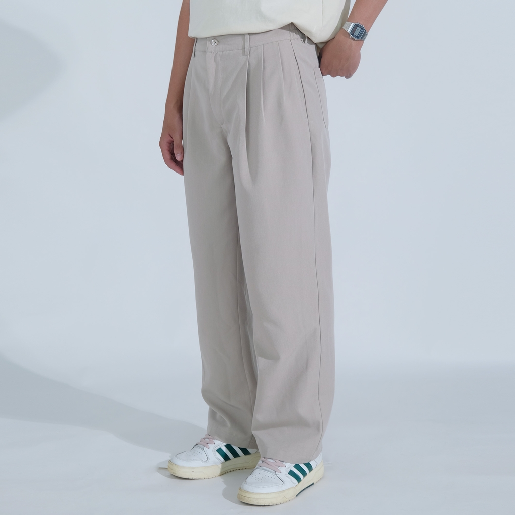 Widen kaki pants - Quần kaki ống rộng xếp ly