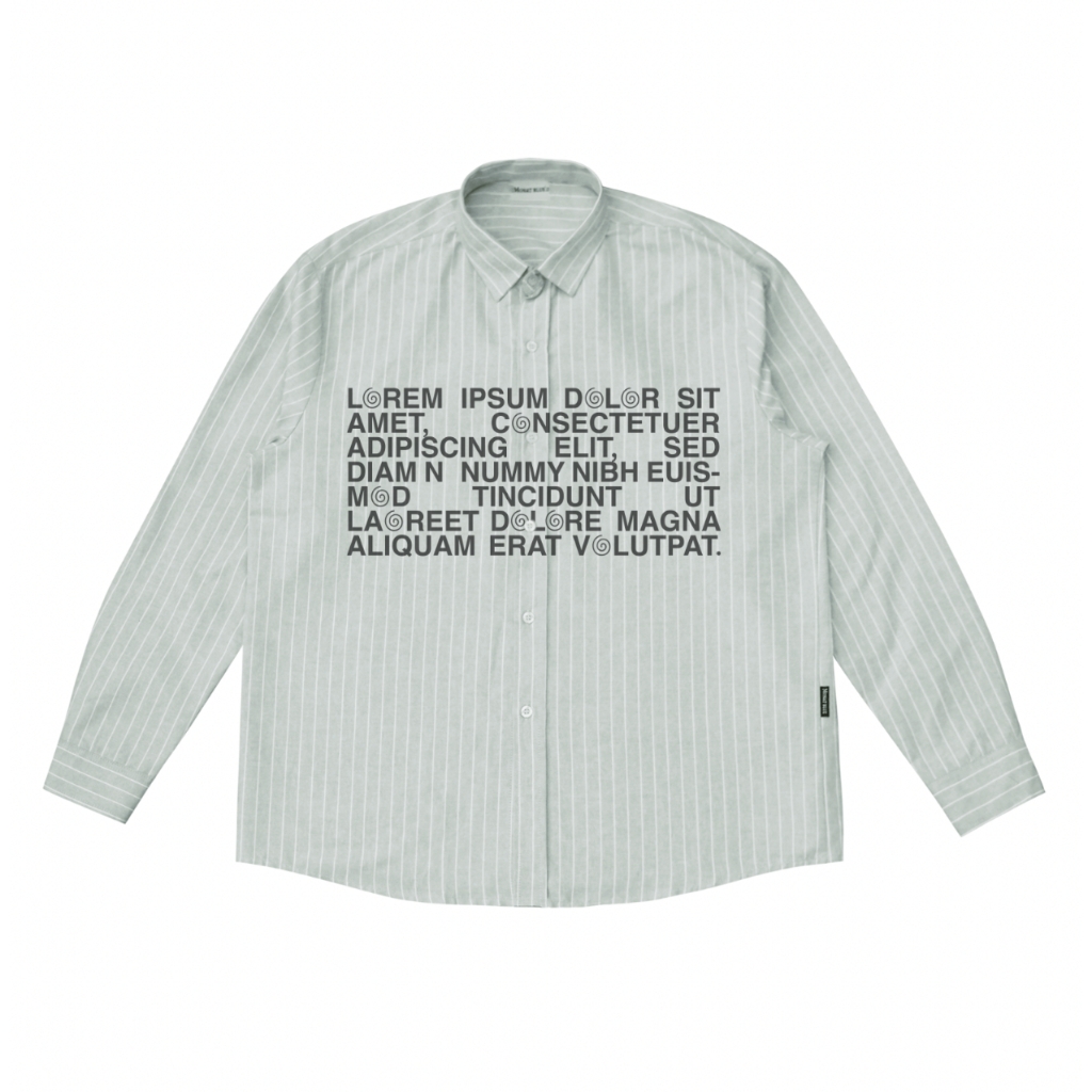 MONAT BLUE Áo sơ mi Graphic Lorem chất Oxford kẻ sọc unisex