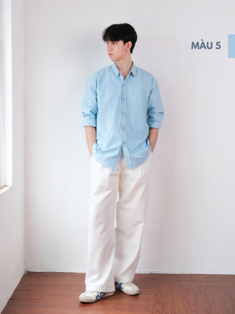 Áo sơ mi Oxford PREMIUM kẻ sọc tay dài chất dày dặn unisex