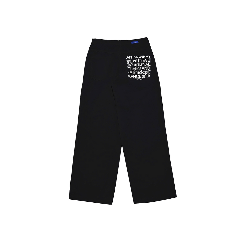 Quần Jean ống suông rộng Printed pocket