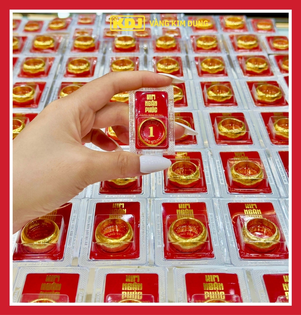 Nhẫn 1 chỉ tròn trơn ép vỉ Kim Ngân Phúc bản vị