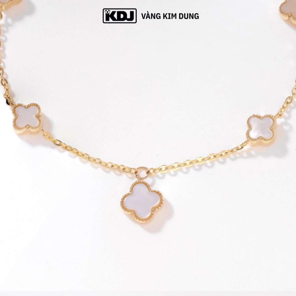 Lắc tay cỏ 4 lá đá trắng charm rơi
