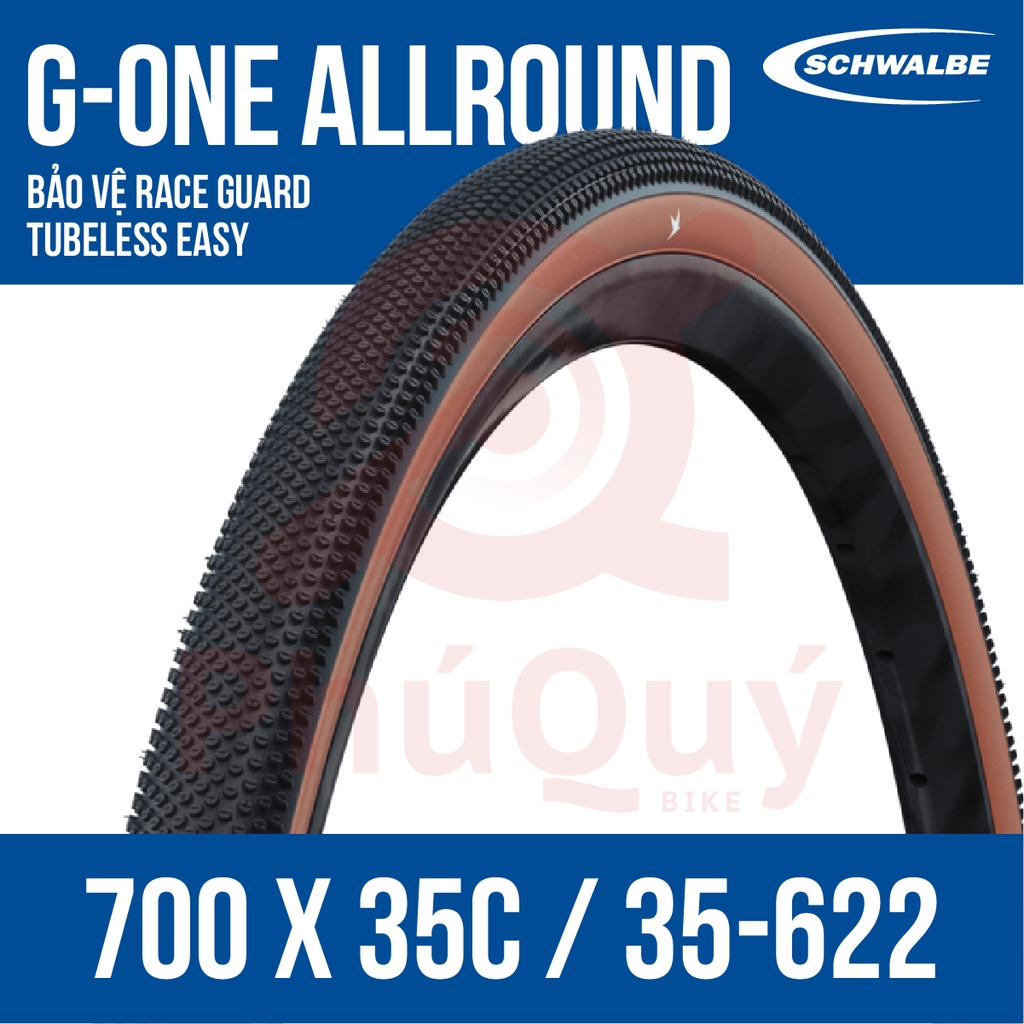Vỏ SCHWALBE 700x35c G-One Allround TUBELESS Hông Nâu
