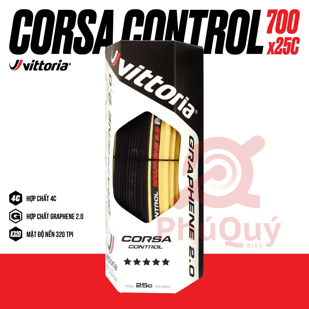 Vỏ gấp viền vàng 700x25c Vittoria Corsa Control Graphene 2.0 (VAT)