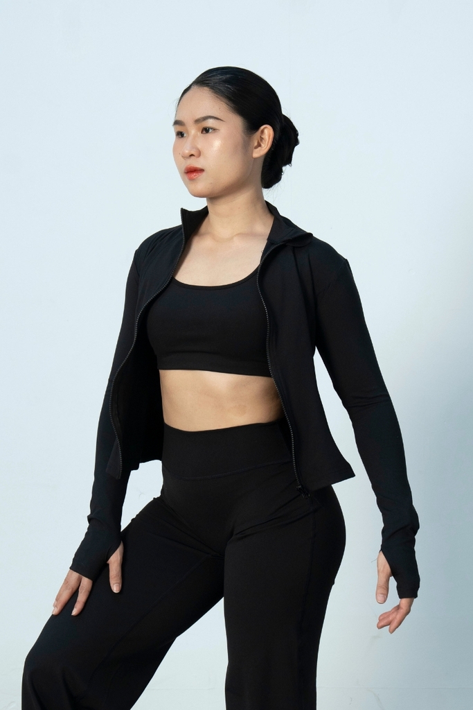 Áo Khoác Thể Thao Nữ Dài Tay Khoá Zip - The Noir