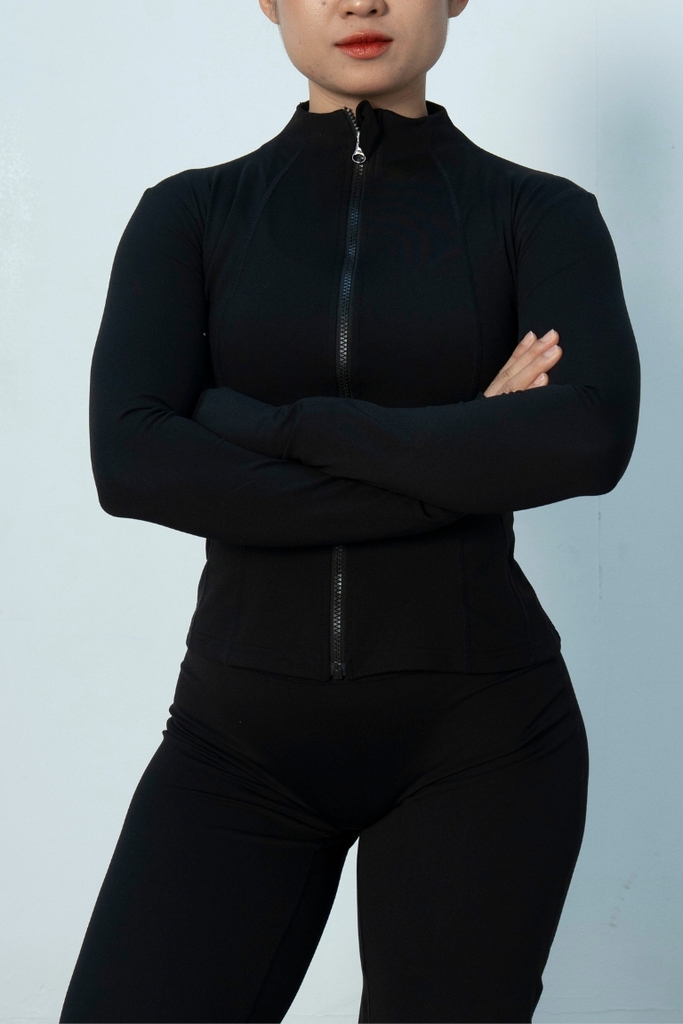 Áo Khoác Thể Thao Nữ Dài Tay Khoá Zip - The Noir