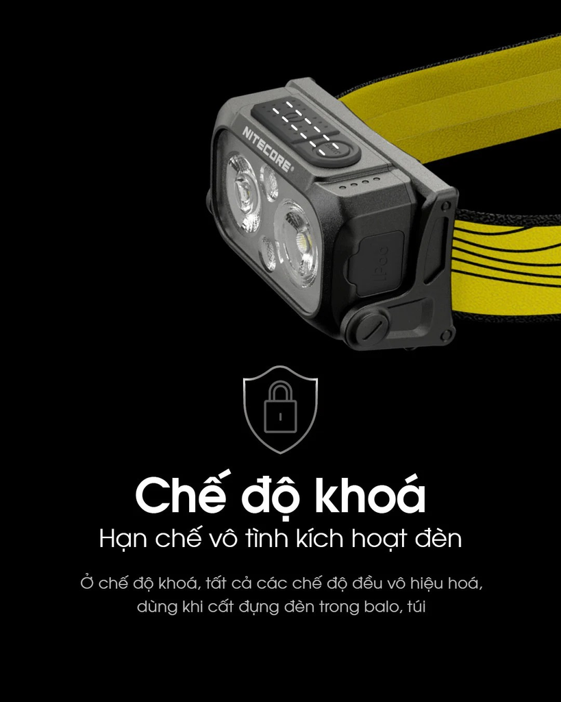 Đèn pin đội đầu siêu nhẹ NITECORE NU25 sáng 400 lumen chiếu xa 64m pin 650mAh USB-C