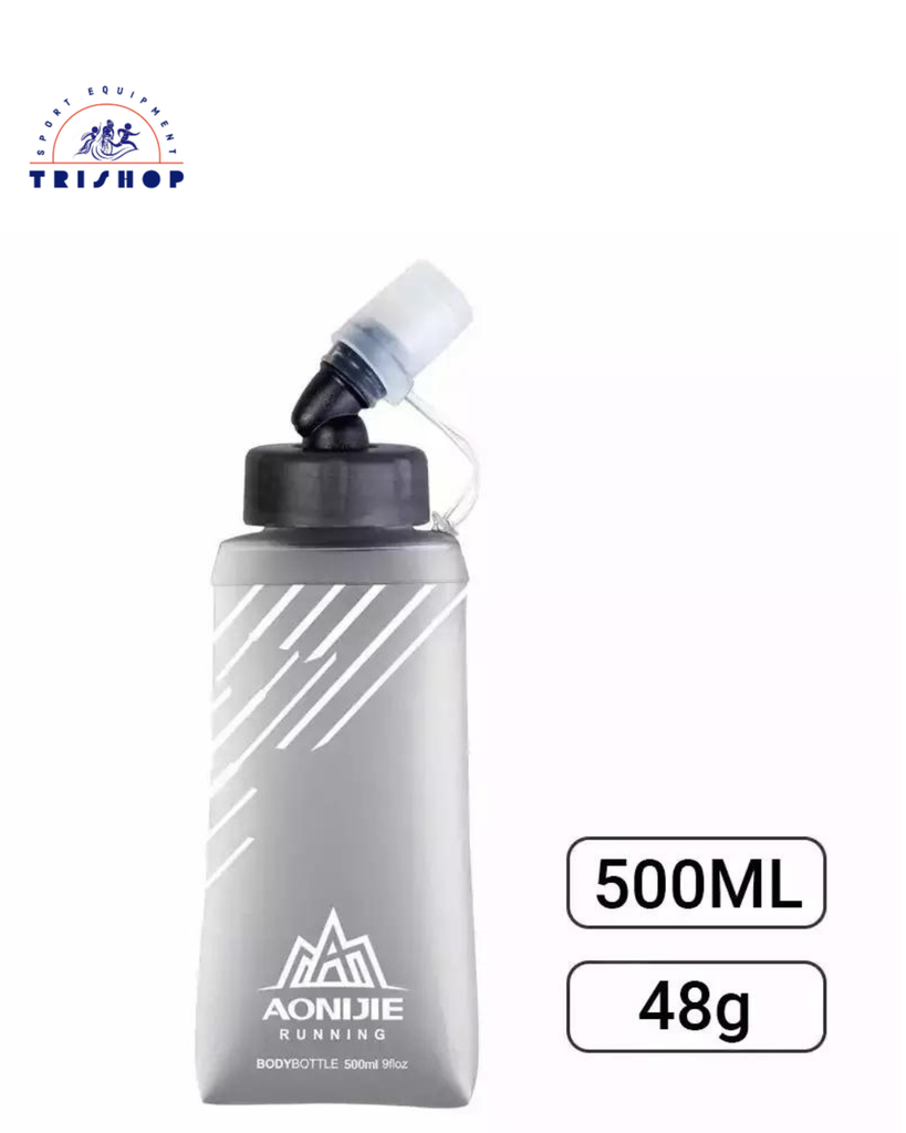 Bình Nước Mềm Màu Xám Aonijie Có nắp SD21