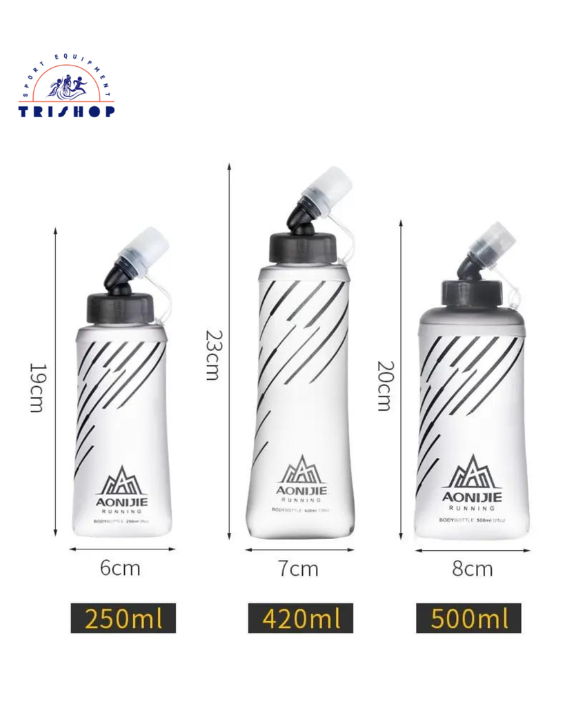 Bình Nước Mềm Màu Xám Aonijie Có nắp SD21