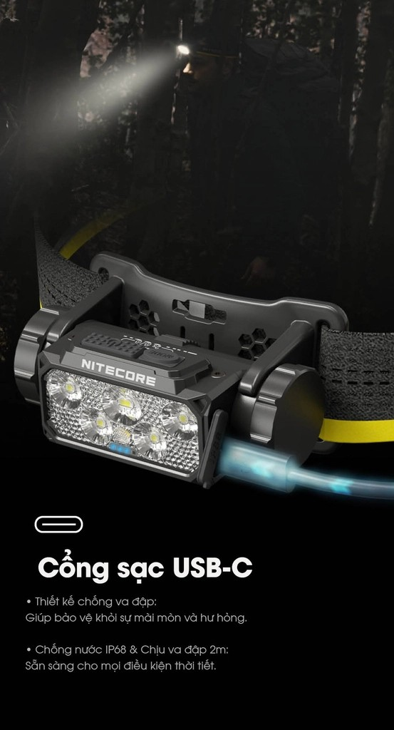 Đèn pin đội đầu Nitecore HC60 UHE sáng 1600 lumen chiếu xa 157m