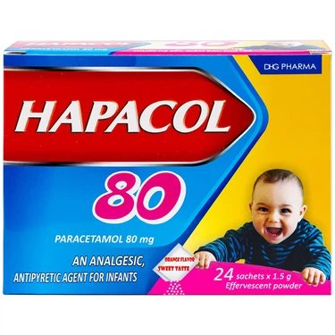 Bột Hapacol 80 DHG giảm đau, hạ sốt (24 gói)