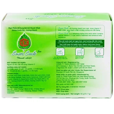 Bột sủi Sensa Cools Enesis giúp thanh nhiệt cơ thể và tăng cường sức đề kháng (6 gói x 7g)
