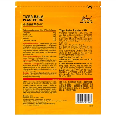 Miếng dán Tiger Balm Plaster - RD Haw Par giảm mỏi cơ, đau và nhức cơ (10cm x 14cm)