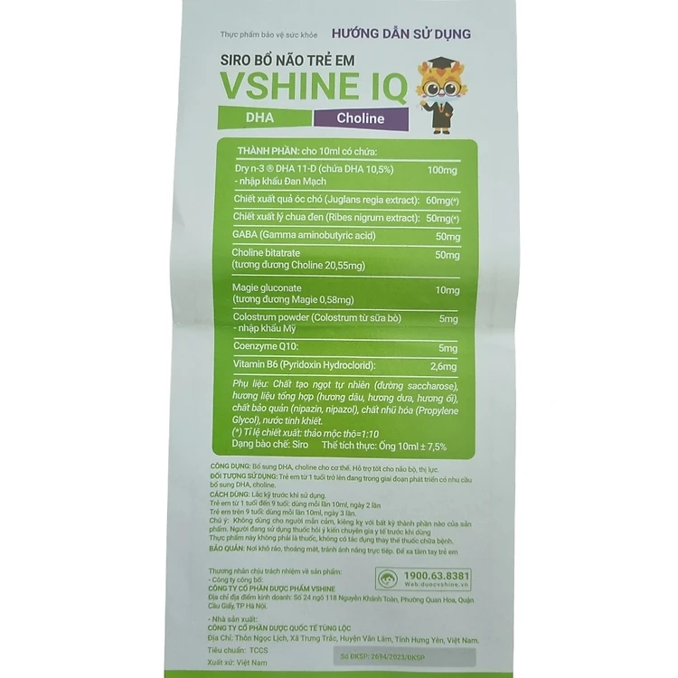 Siro Bổ Não Trẻ Em Vshine IQ