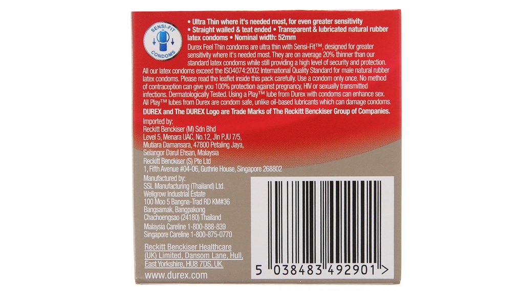 Bao cao su Durex Fetherlite Ultima 52mm hộp 3 cái