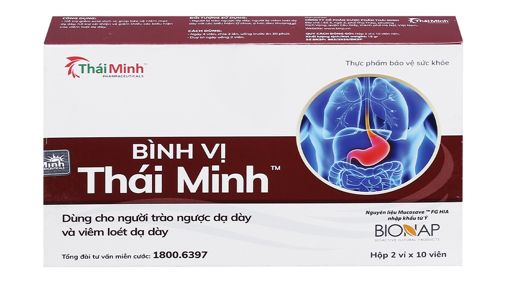 Bình Vị Thái Minh hỗ trợ giảm viêm loét dạ dày hộp 20 viên