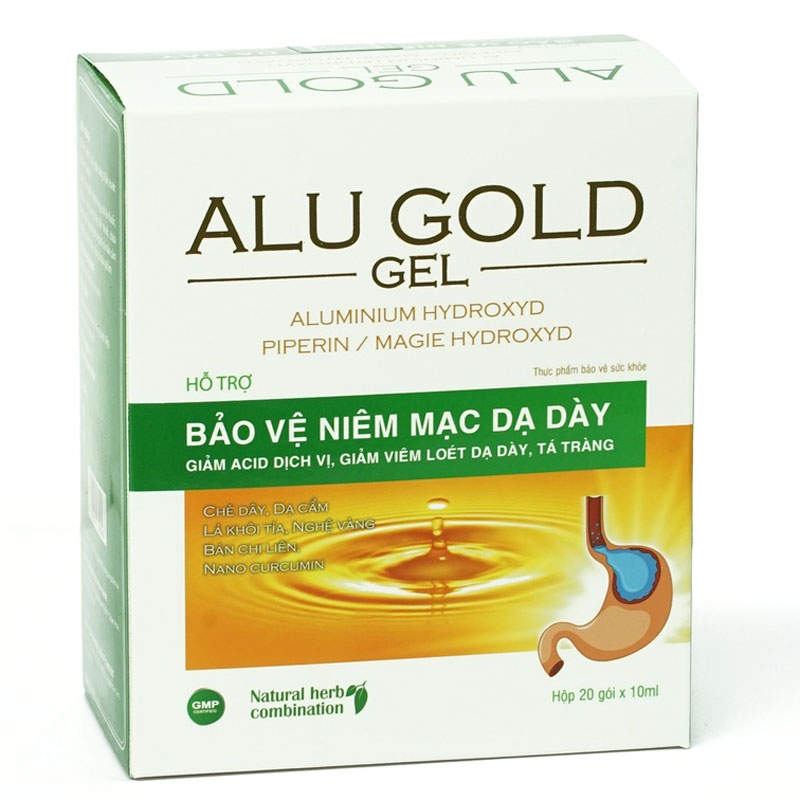 Alu Gold Gel, Hỗ trợ bảo vệ niêm mạc dạ dày, giảm acid dịch vị