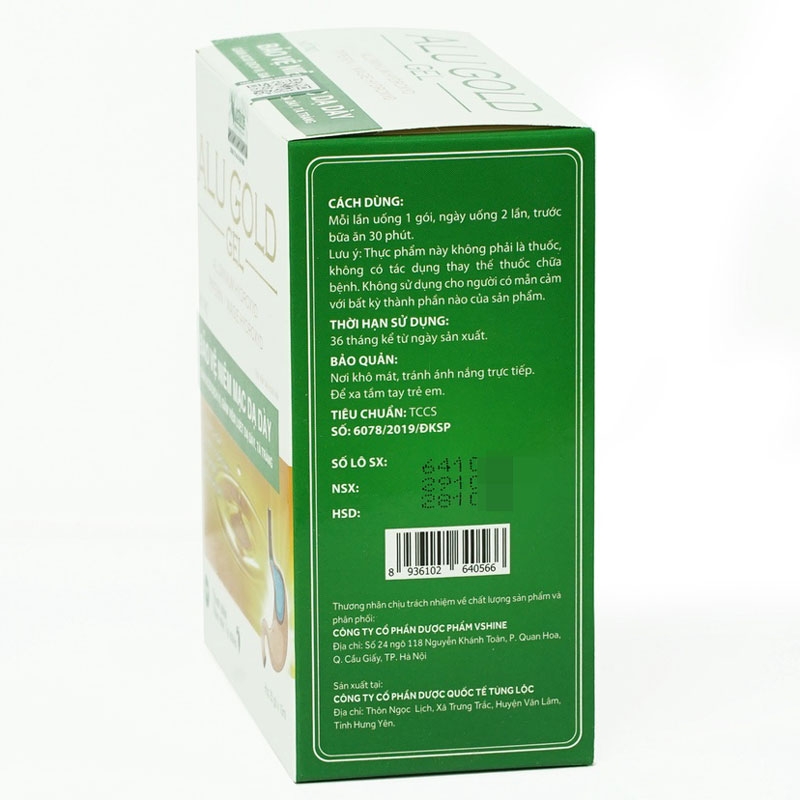 Alu Gold Gel, Hỗ trợ bảo vệ niêm mạc dạ dày, giảm acid dịch vị