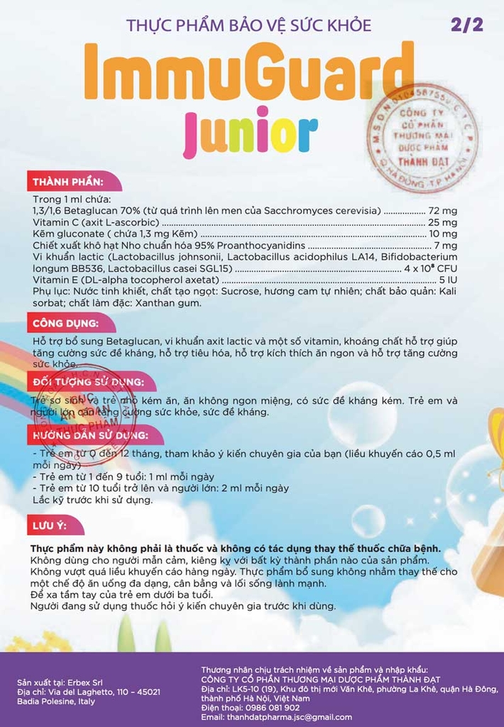 Immuguard Junior: hỗ trợ tăng cường sức đề kháng, kích thích ăn ngon