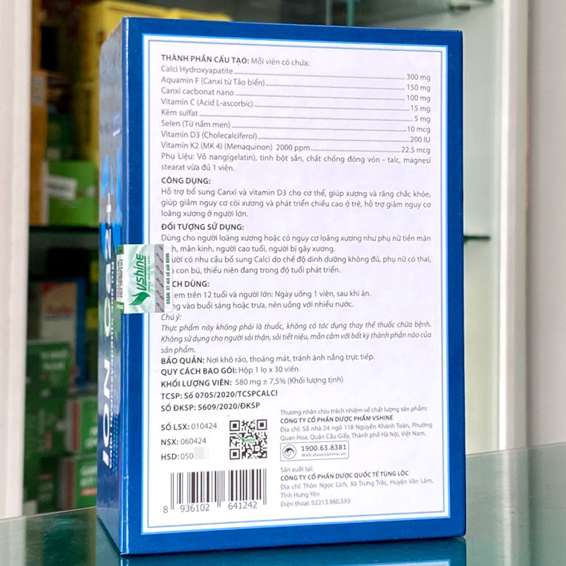 Ion Ca2+: hỗ trợ giảm nguy cơ còi xương và phát triển chiều cao cho trẻ ( hộp 30 Viên)