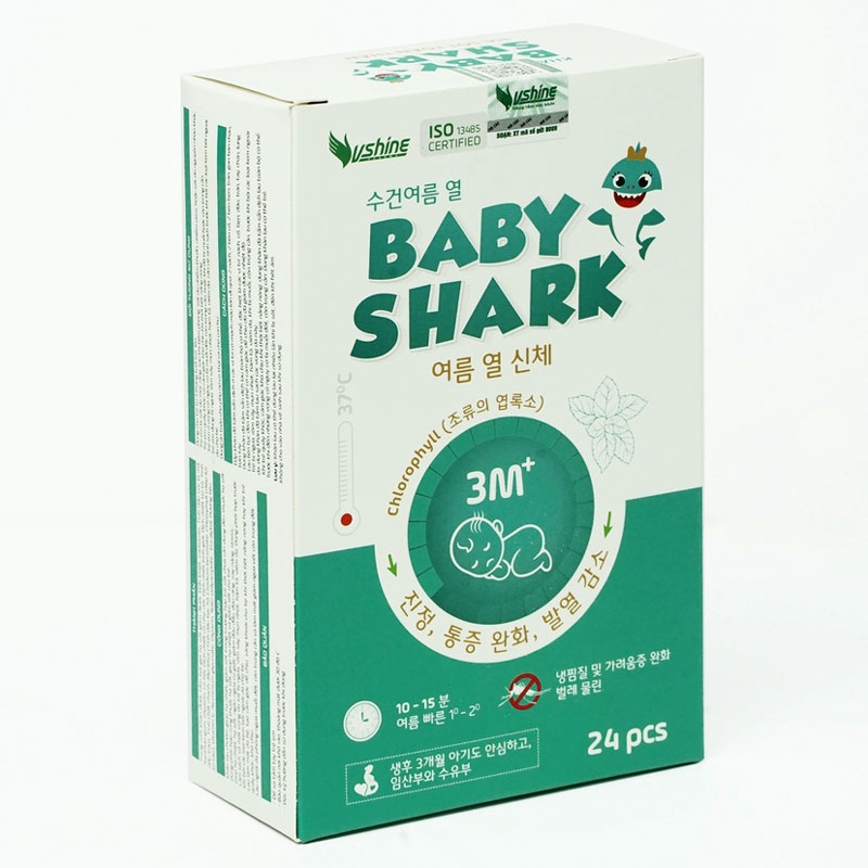 Khăn hạ sốt Baby Shark: Giúp hạ nhiệt, hạ sốt. dùng cho trẻ từ 3 tháng tuổi