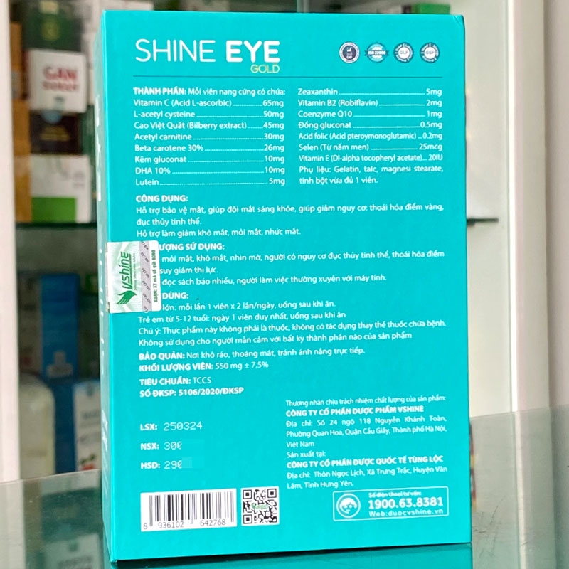 Shine Eye Gold: hỗ trợ giảm nguy cơ thoái hóa điểm vàng, đục thủy tinh thể