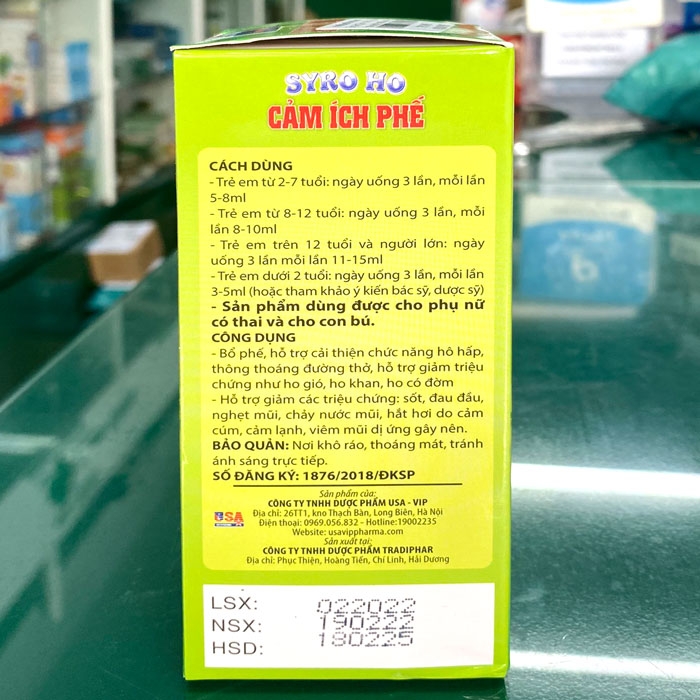 Siro Ho Cảm Ích Phế: hỗ trợ bổ phế, giảm ho, tiêu đờm, thông thoáng đường thở