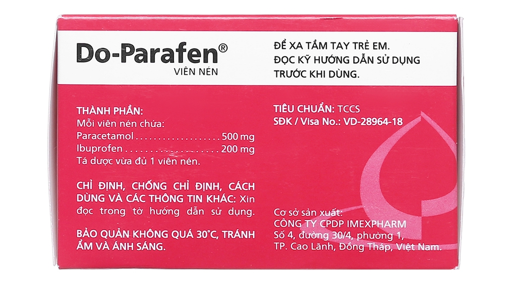 Do-Parafen giảm đau, kháng viêm xương khớp (10 vỉ x 10 viên)