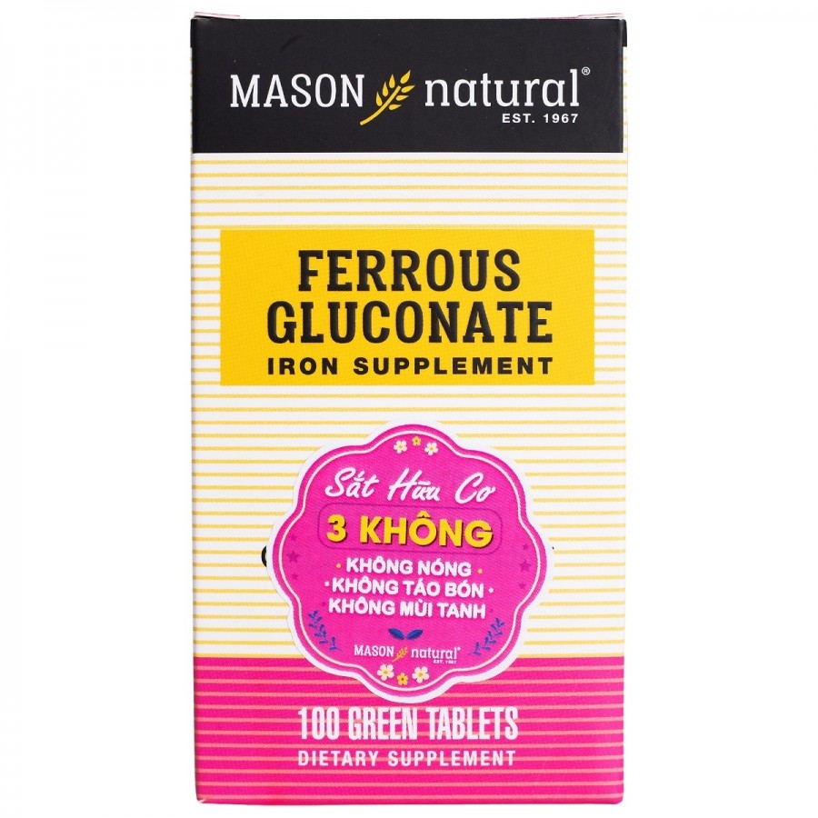 Mason Natural Ferrous Gluconate - Sắt hữu cơ mát cho bà bầu