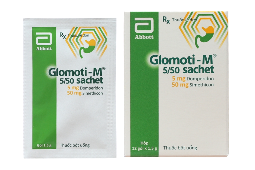 Thuốc bột uống Glomoti-M 5/50 Sachet trị triệu chứng nôn và buồn nôn (12 gói x 1.5g)