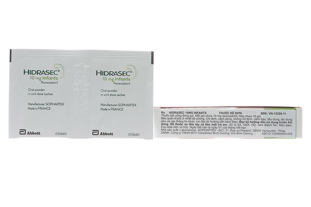 Thuốc bột Hidrasec 10mg điều trị tiêu chảy cấp ở trẻ (16 gói)