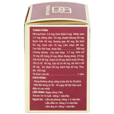 Thuốc Sâm Nhung Bổ Thận TW3 dưỡng huyết tư âm, bổ thận, cố tinh (30 viên)