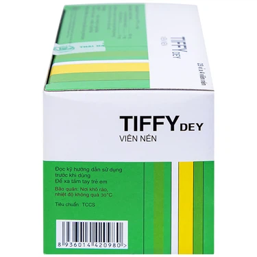 Thuốc Tiffy Dey Thai Nakorn Patana điều trị nghẹt mũi, sổ mũi (25 vỉ x 4 viên)