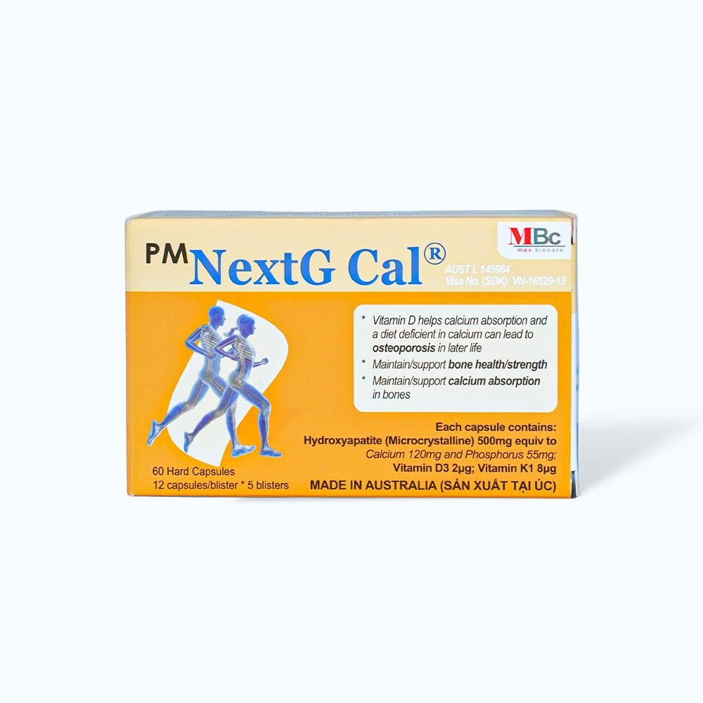 PM NextG Cal bổ sung canxi, hỗ trợ trị loãng xương (5 vỉ x 12 viên)