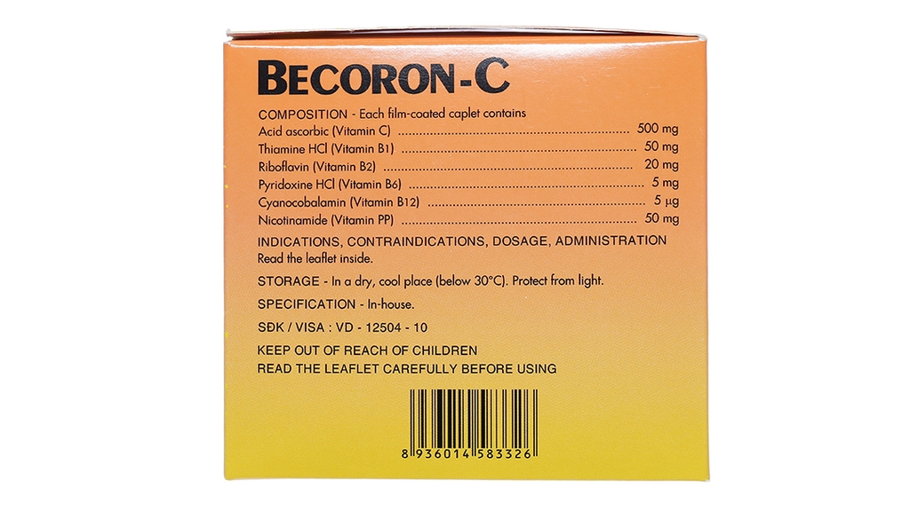 Becoron-C tăng cường, củng cố hệ thống miễn dịch (10 vỉ x 10 viên)