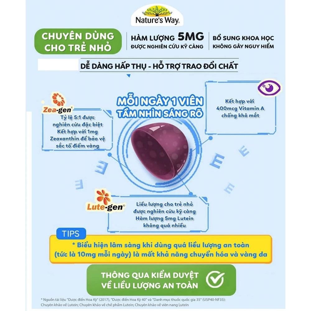 Nature's Way Kids Smart Vita Gummies Blue Light Eye Defense - Giúp bảo vệ mắt trẻ khỏi ánh sáng xanh