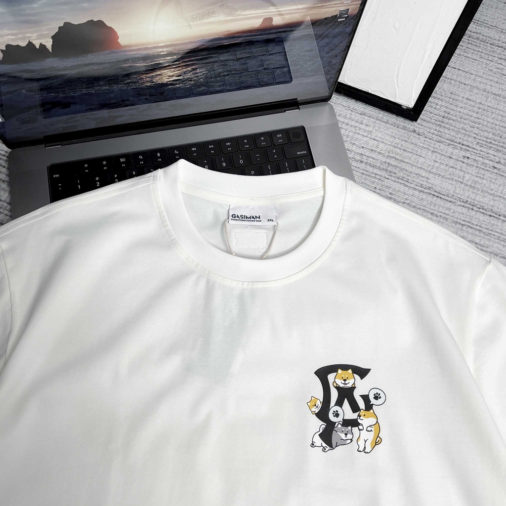 Áo Thun Gasi Trắng 3 chú Chó