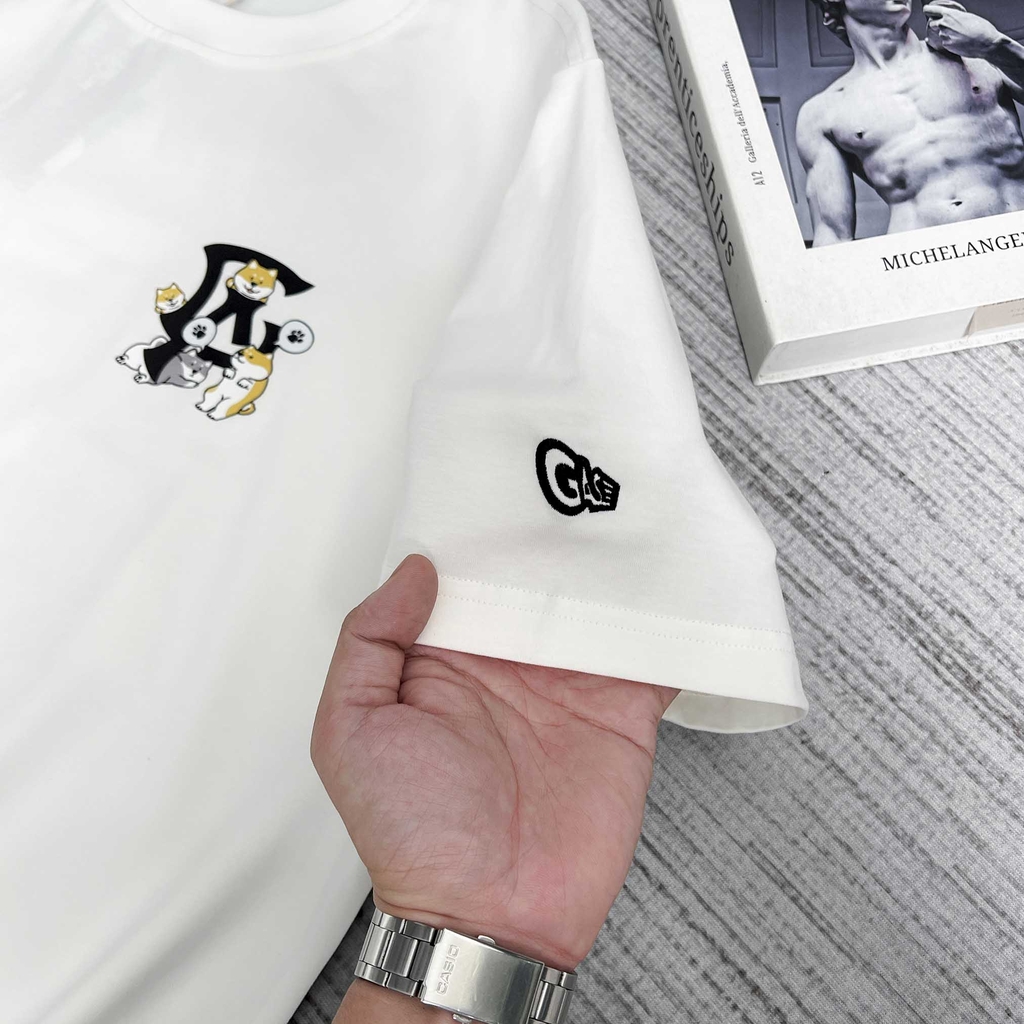 Áo Thun Gasi Trắng 3 chú Chó