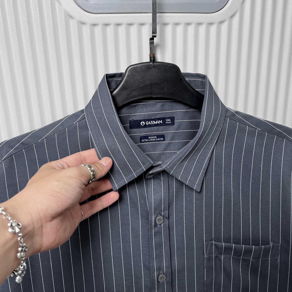 Áo Sơ Mi BIGSIZE Oxford Kẻ Sọc Xám chì