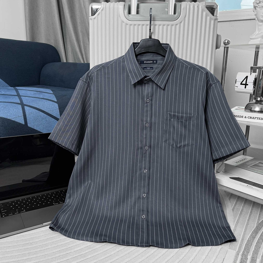 Áo Sơ Mi BIGSIZE Oxford Kẻ Sọc Xám chì