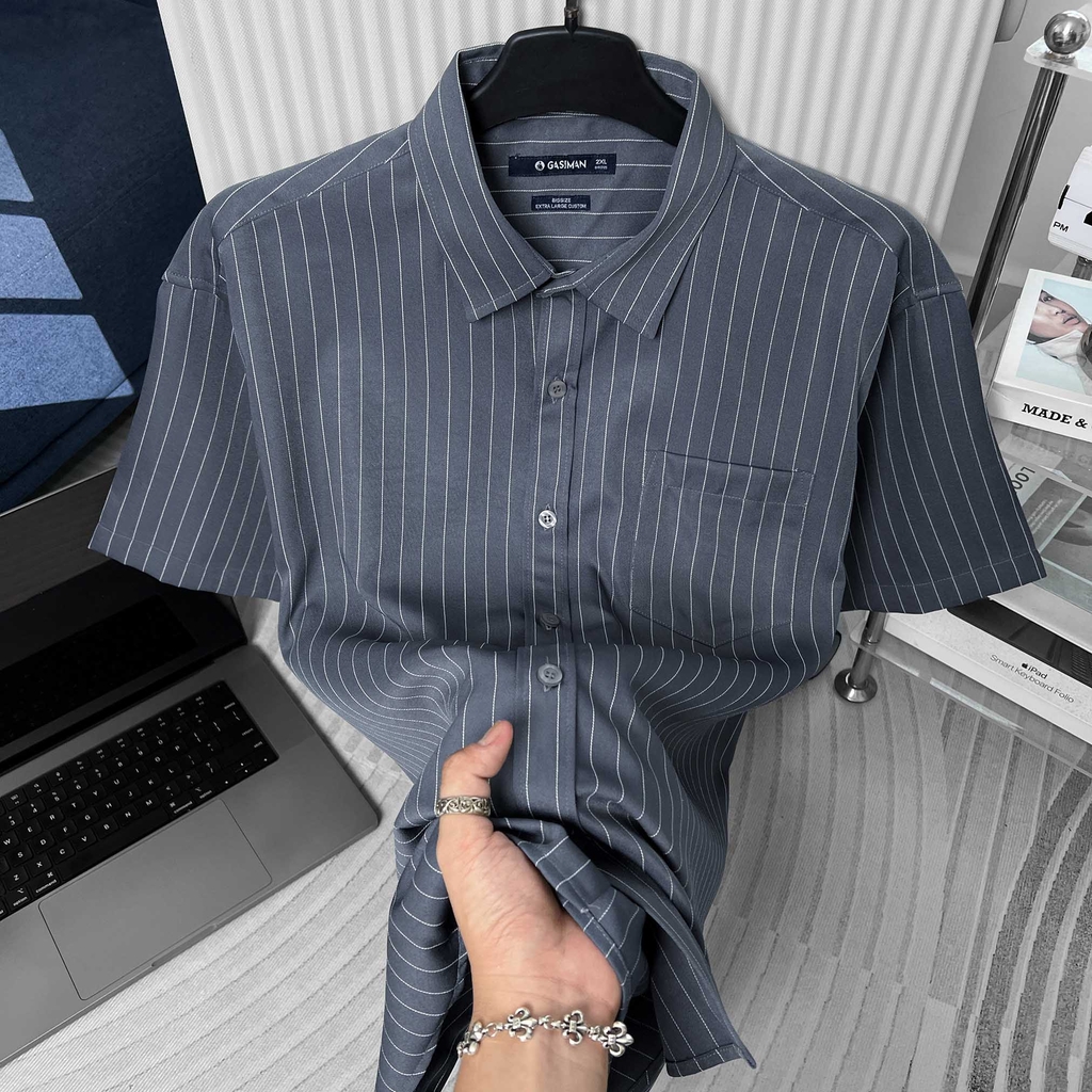 Áo Sơ Mi BIGSIZE Oxford Kẻ Sọc Xám chì