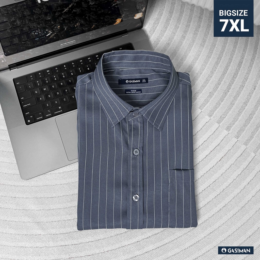 Áo Sơ Mi BIGSIZE Oxford Kẻ Sọc Xám chì