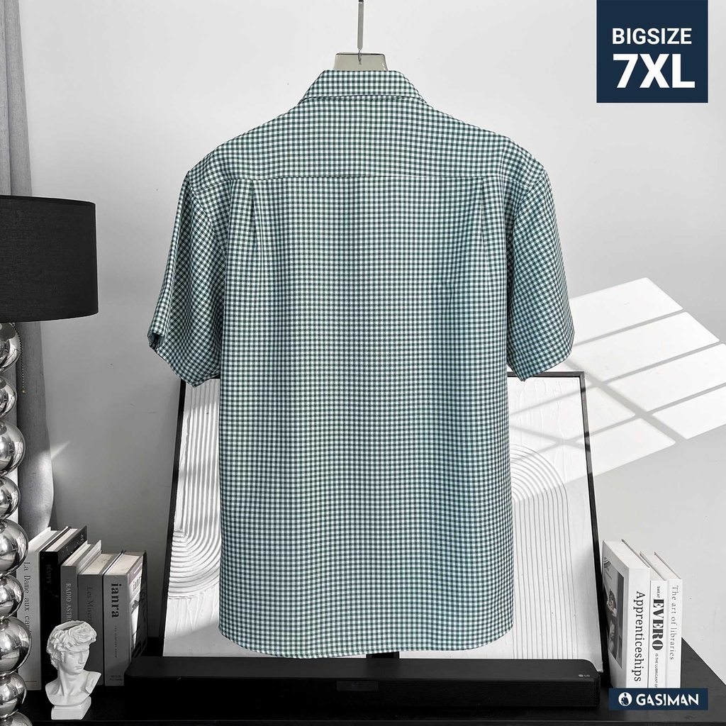 Áo Sơ Mi Bigsize Oxford Caro Nhí Xanh Rêu