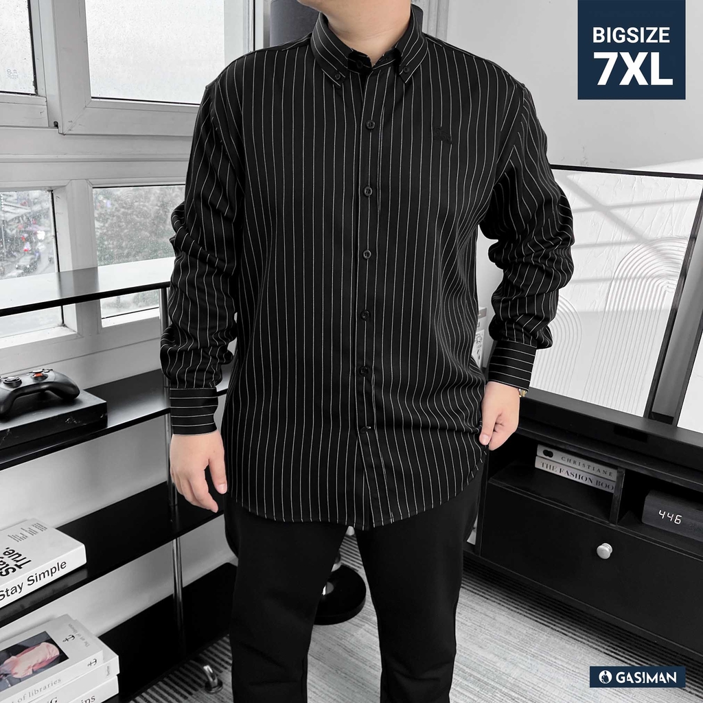 Áo Sơ Mi Tay Dài Big size Oxford Kẻ sọc Đen