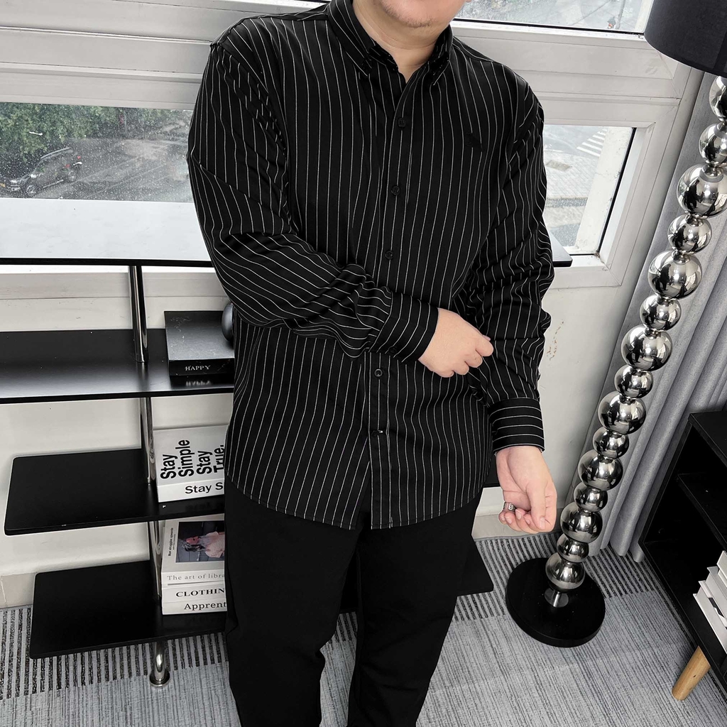 Áo Sơ Mi Tay Dài Big size Oxford Kẻ sọc Đen