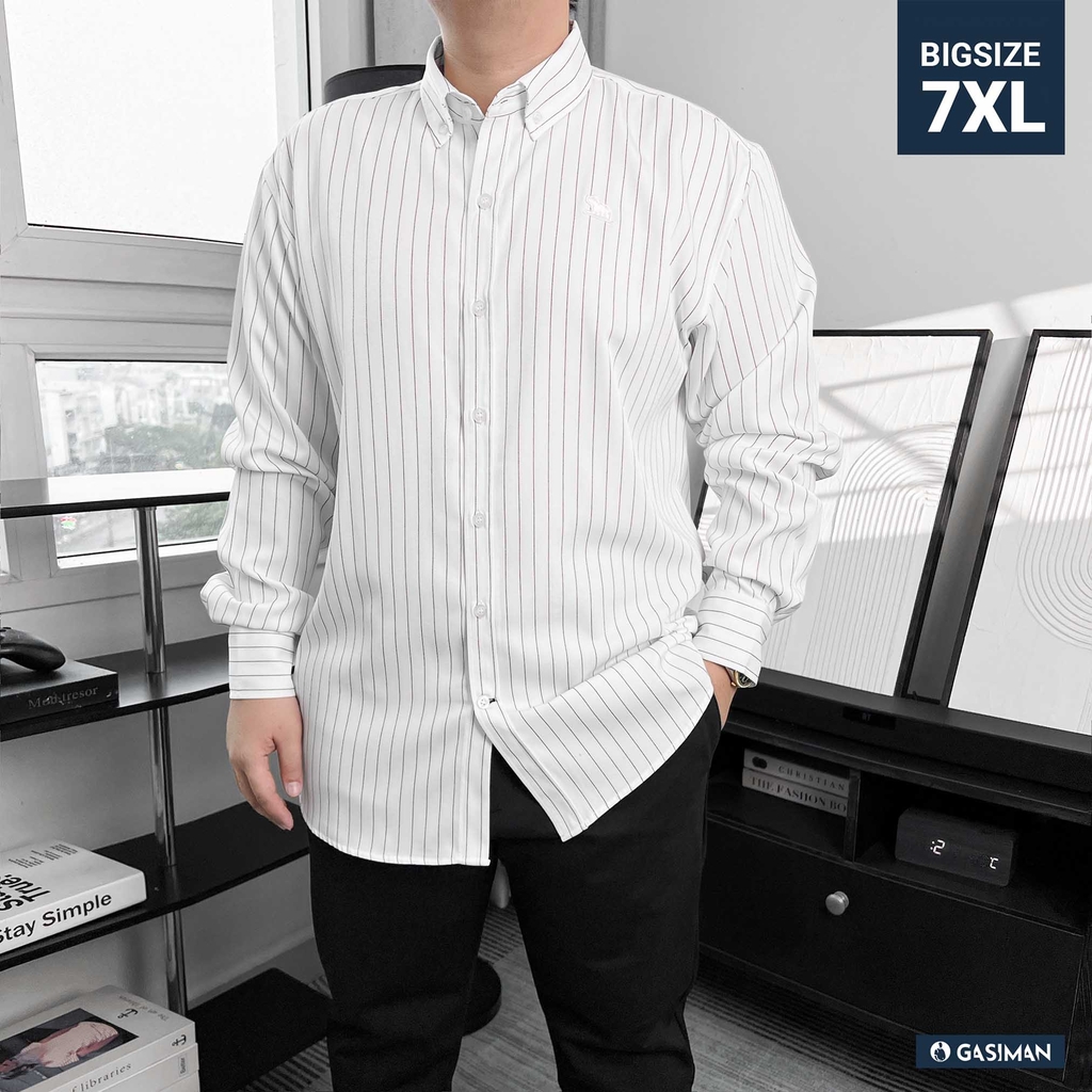 Áo Sơ Mi Tay Dài Big size Oxford Kẻ sọc Trắng