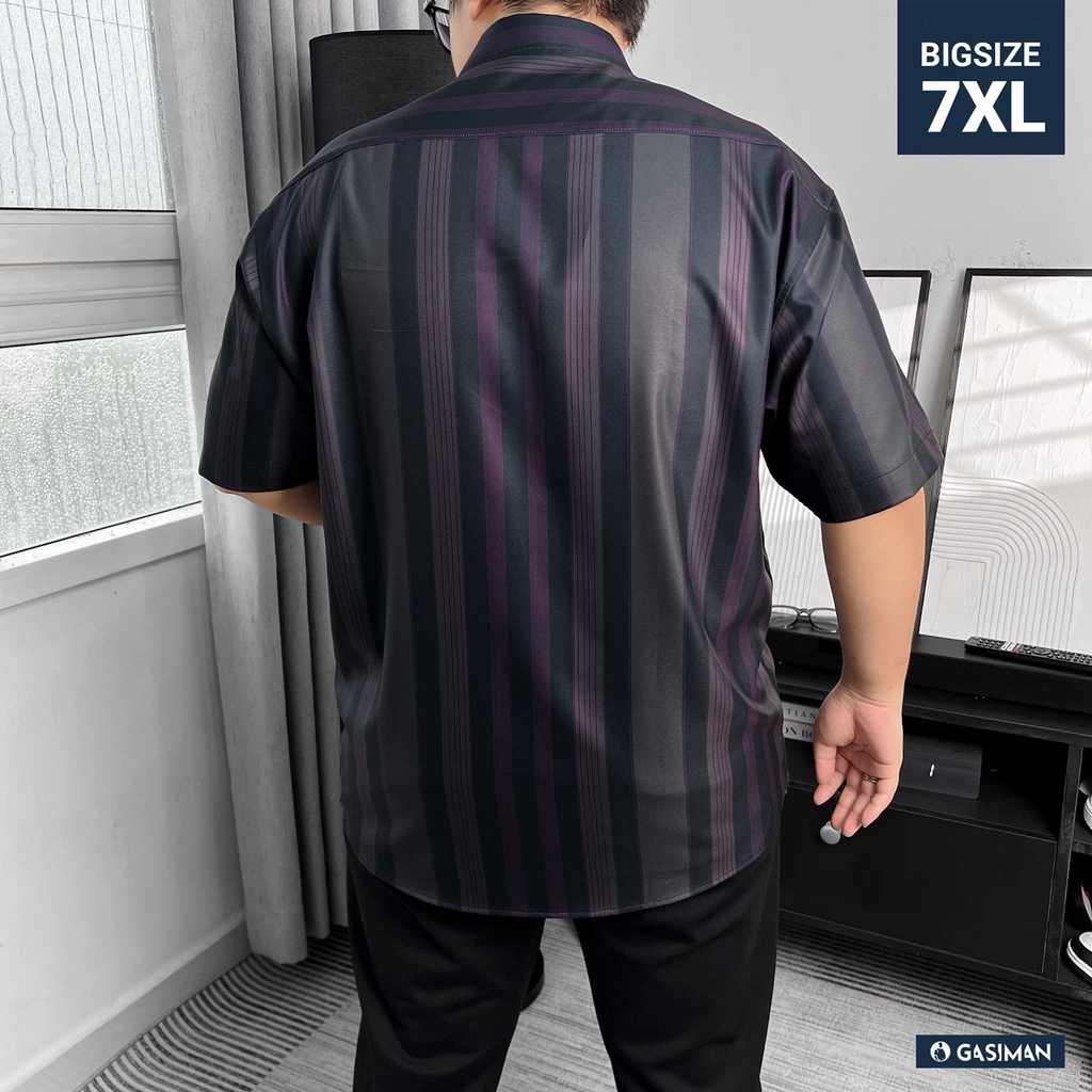 Áo Sơ mi Big size Tay ngắn Sọc ẩn Đỏ