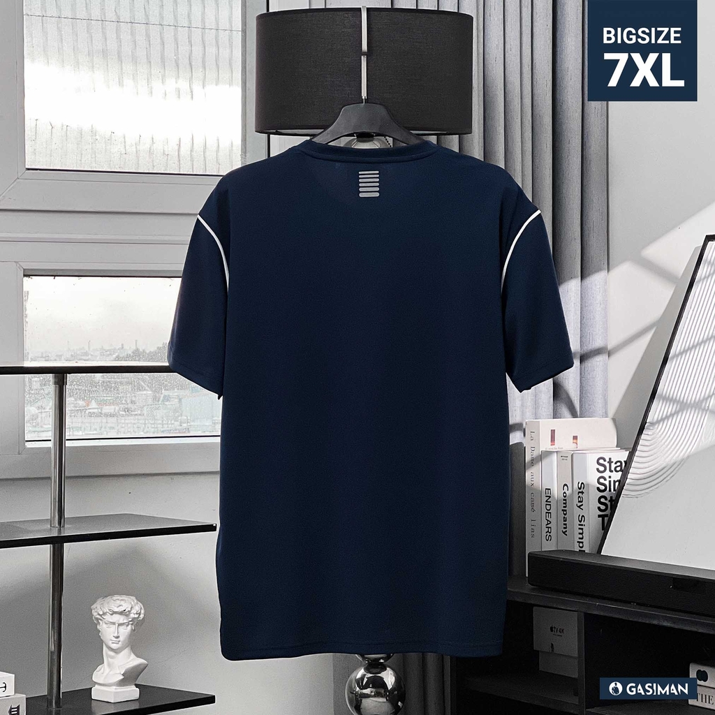 Áo thun Thể thao Big size Phối viền vai Màu Xanh đen