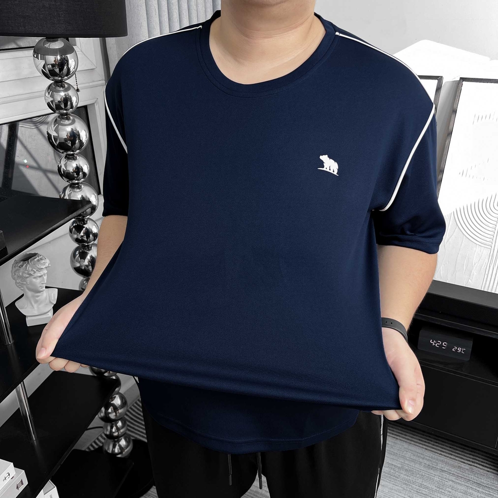 Áo thun Thể thao Big size Phối viền vai Màu Xanh đen